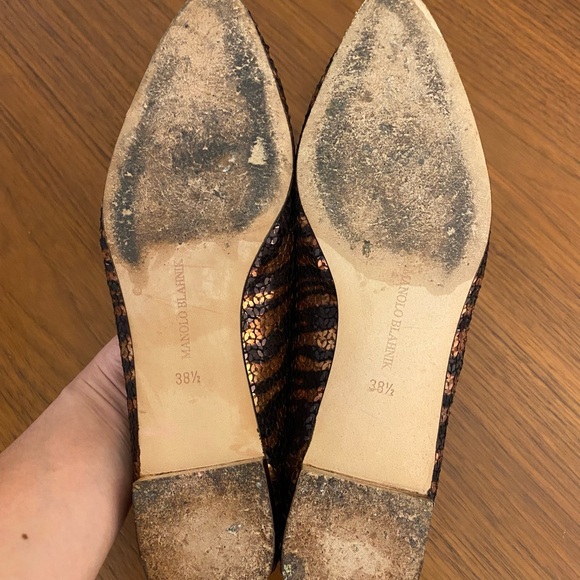 Manolo Blahnik Sequined Pointed Toe Flats - Picture 6 of 7